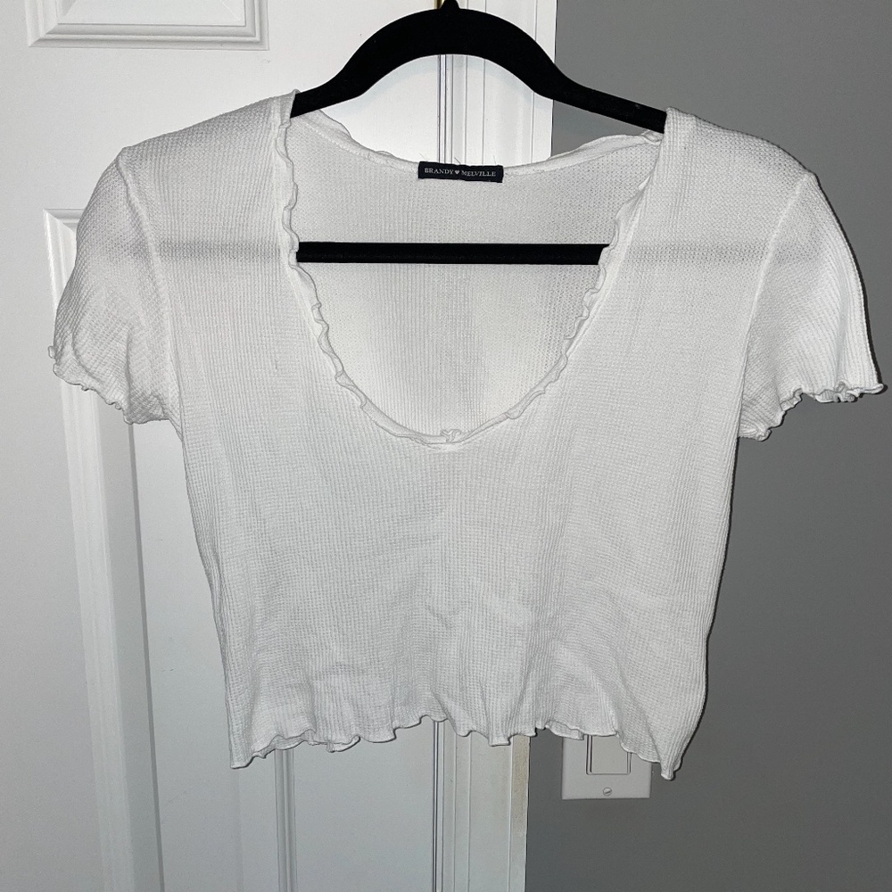 Brandy Melville White Crop Tee